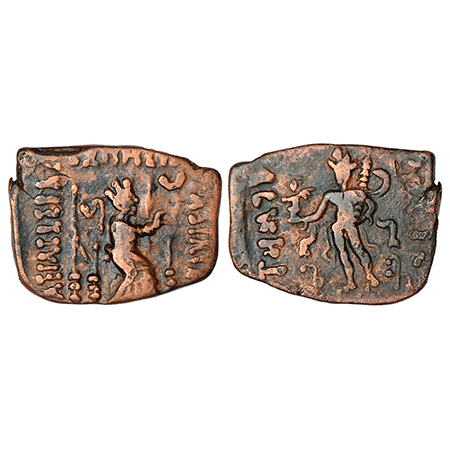 Indo-Scythians - bronze unit of Azilises (c.57-35 BC), ISCH 41.2, 6.83g. Obv: female deity