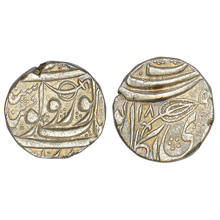 Sikh Empire, Sher Singh (1840-1843 AD), silver rupee, Kashmir mint, struck during the gove