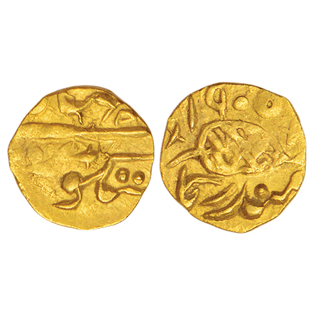 Sikh Empire, Second Anglo-Sikh War (1848-1849 AD), emergency gold rupee (1/20 mohur), Mult