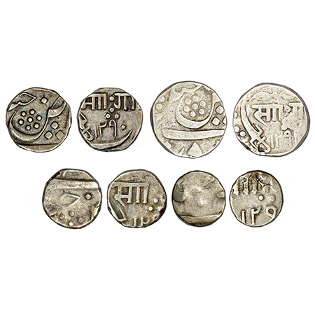 Baroda, silver coins (4), 1x Malhar Rao, ½ rupee, AH 1290, 5.72g, KM Y20 and 3x Sayaji Rao