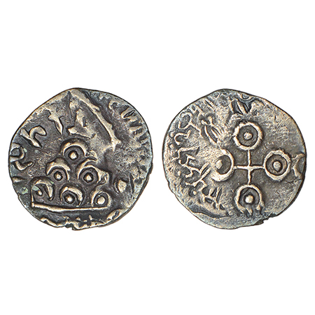 Satavahanas - silver drachm of Kshaharata king Nahapana (c.32-78 AD), counterstruck by Got