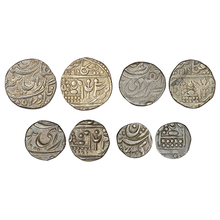 Bikanir, Dungar Singh (1872-1887AD), set of 4 silver coins, in the name of Queen Victoria,