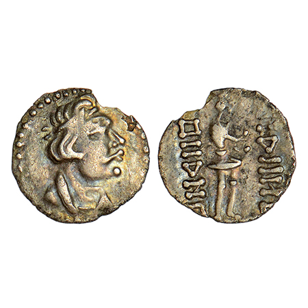 Kushana Empire - silver obol of Kujula Kadphises (c.30/50-80 AD), 'Heraus' type struck in 