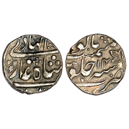 Raghogarh - silver rupee of Balwant Singh, in the name of Shah Alam II, RY 14, 'flower' ma