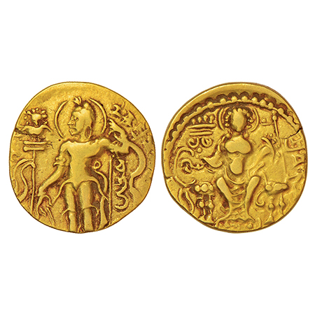 Gupta Empire - gold dinar of Chandragupta I (c.319-343 AD), 'Archer-Goddess on Throne' typ