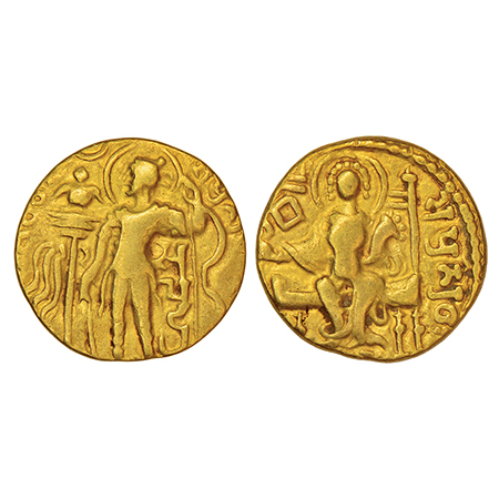 Gupta Empire, gold dinar of Samudra Gupta (350-375 AD), 'Archer' type, S. Kumar Class I, v