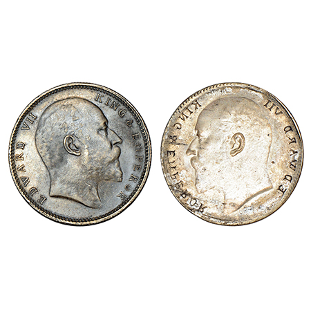 Edward VII, silver rupee, ND (1903-1910 AD), obverse part full brockage (Lakhi) with compl