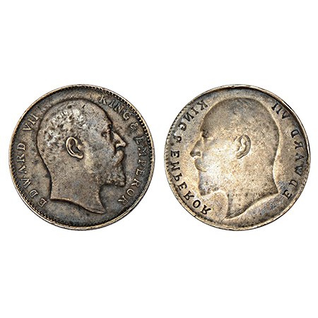 Edward VII, silver rupee, ND (1903-1910 AD), obverse part full brockage (Lakhi) with compl