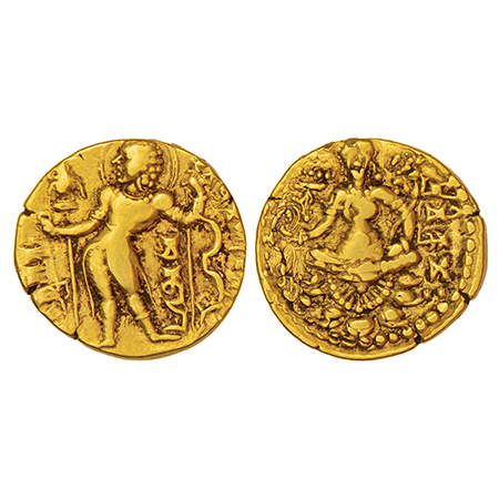 Gupta Empire - gold dinar of Chandragupta II (c.375-415 AD), 'Archer-Goddess on Lotus' typ