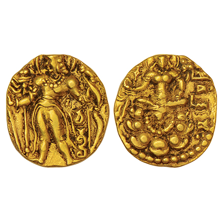 Gupta Empire - gold dinar of Chandragupta II (c.375-415 AD), 'Archer-Goddess on Lotus' typ