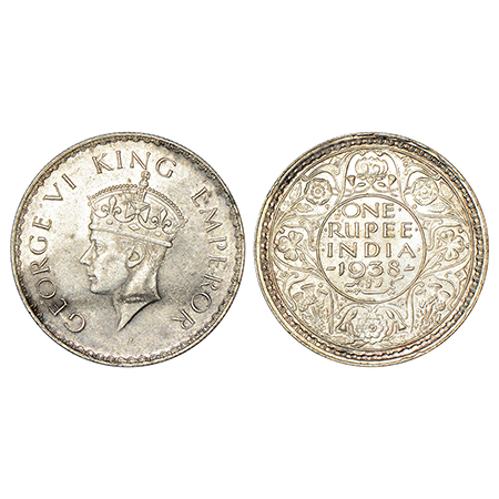 George VI, silver rupee, 1938, Bombay mint, A/I/no dot, PR 233; GK 1254, 11.64g. Extremely