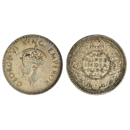 George VI, silver rupee, 1938, Bombay mint, A/I/dot, PR 234; GK 1255, 11.64g. Good very fi