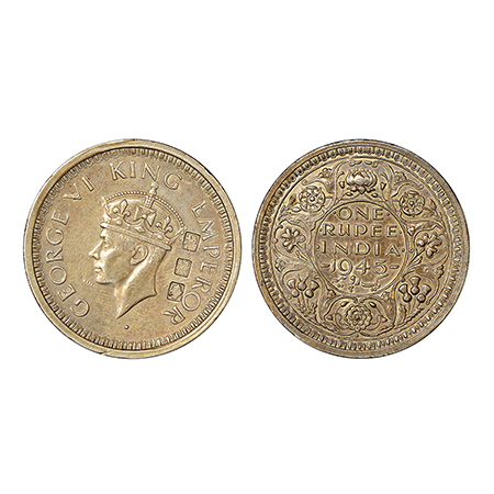 George VI, half silver rupee, 1945, Bombay mint, D/II/dot, normal 5, PR 246; GK 1286, 11.5