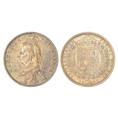 Great Britain, Victoria, silver ½ crown, 1887, KM 764, 14.11g. Obv: Coronated head to left