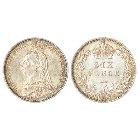Great Britain, Victoria, silver 6 pence, 1887, KM 760, 2.84g. Obv: Head to left wearing cr