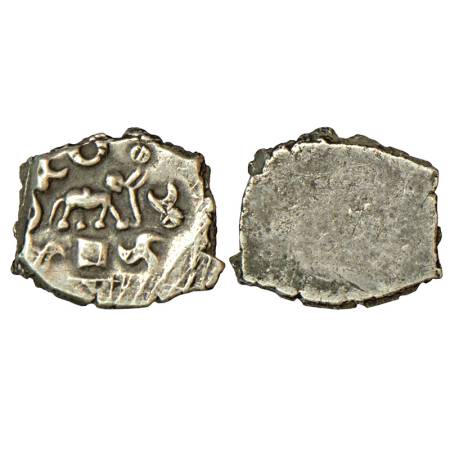 Archaic silver punch-marked coin, Saurashtra region, usually attributed to 'Surashtra Jana