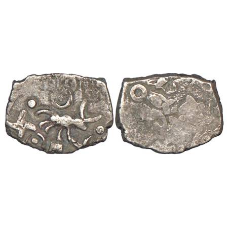 Archaic silver punch-marked coin, Saurashtra region, usually attributed to 'Surashtra Jana