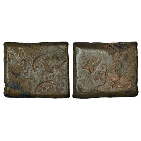 Ancient Magadha (Bihar), local copper punch-marked coin from Hazaribaug- Birbhum area (250