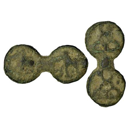 Early uninscribed cast copper coinage, 'universal' series, double unit, (250-200 BC), 90˚ 