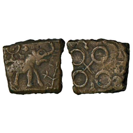 Ancient Malwa, Ujjain region, uninscribed die-struck copper coin, 'Elephant' type, Pieper 