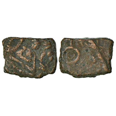Ancient Malwa, Ujjain region, post-Mauryan uninscribed die-struck copper coin, 'Gajalakshm