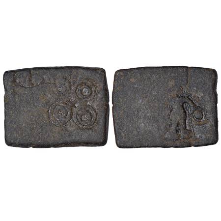Ancient Malwa, Vidisha region, post-Mauryan uninscribed punch-marked copper coin, (200-150