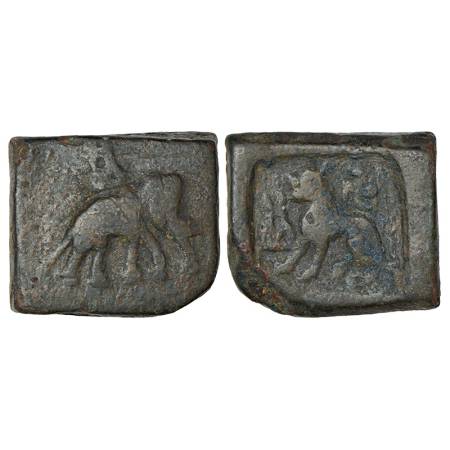 Post Mauryan, Taxila region (185-160 BC), uninscribed die-struck copper coin, MAC 4401-440