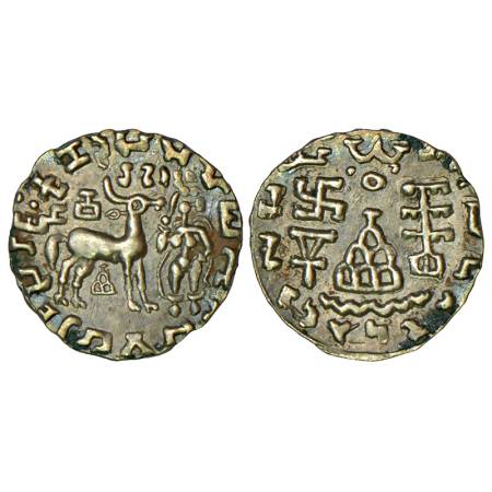 Post-Mauryan tribal monarchies, Kunindas, silver drahcm of king Amoghabhuti (50BC-50AD), M