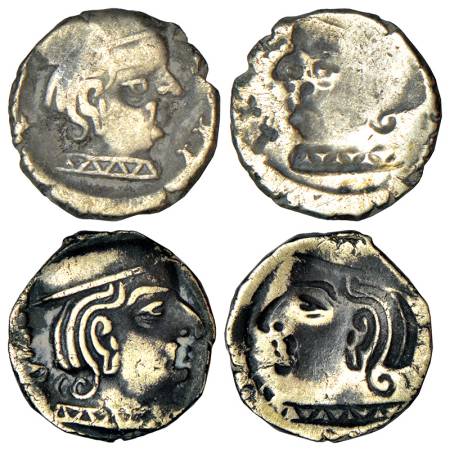 Western Kshatrapas (2), Karddamaka dynasty, obverse brockage (lakhi) with bust of king fac