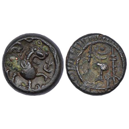 Vishnukundin dynasty of Vengi, anonymous alloyed copper coin (500-600 AD), MCSI no.180, 6.