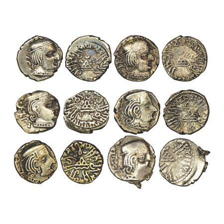Western Kshatrapas, Karddamaka dynasty, silver drachm (6), 3x as Mahakshatrapa - Yasodaman