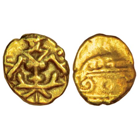 Kingdom of Mysore, Kanthirava Narasa Raya (1638-1662 AD), gold fanam, MCSI-I 910-911, 0.39