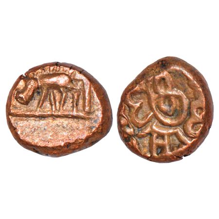 Nayakas of Madurai - copper cash coin of Queen Mangamma (1690-1730 AD), not listed in Gane