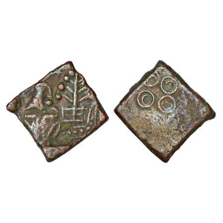 Ancient Malwa, post-Mauryan die-struck coinage, 'Ujjain' series - copper coin of 'man with