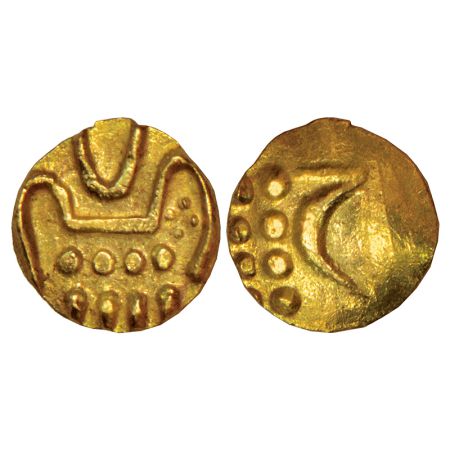 Mysore, Haidar Ali (1761-1782 AD), Malabar coast issue, gold fanam, Herrli 1.13.01-05, 0.4