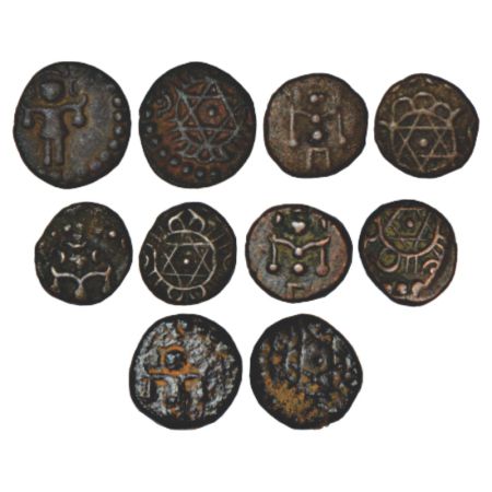 Travancore, Uthram Thirunal Marthanda Varma (1847-1860 AD), copper cash (5), 0.58g to 0.66