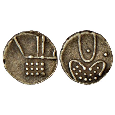 Travancore, Rama Varma V (1880-1885 AD), silver viraraya fanam, ND (1881), KM 29, 0.35g. V