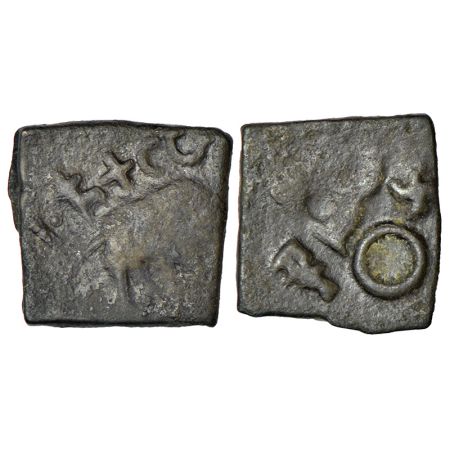 Ancient North-Central Deccan region, copper coin of Kutapada, 'Elephant'type, 2.90g. Obv:E