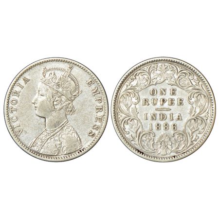 Victoria Empress, mule silver rupee, 1886, Calcutta mint, C2/I/'C' incused, unlisted in PR