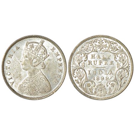 Victoria Empress, silver ½ rupee, 1899, Bombay mint, A/I/'B' incused (Inverted), PR 307, G