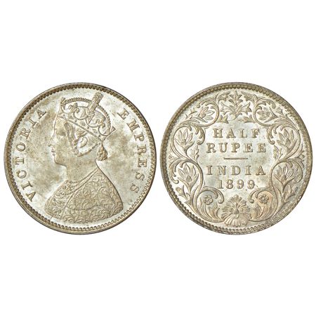 Victoria Empress, silver ½ rupee, 1899, Bombay mint, A/I/'B' incused (Inverted), PR 307, G