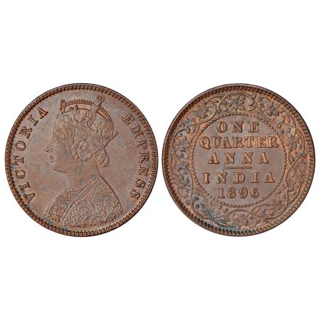 Victoria Empress, copper ¼ anna, 1896, Calcutta mint, no mint mark, PR 629, GK 855, 6.34g.