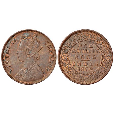 Victoria Empress, copper ¼ anna, 1899, Calcutta mint, B/II/no mint mark, PR 632, GK 858, 6