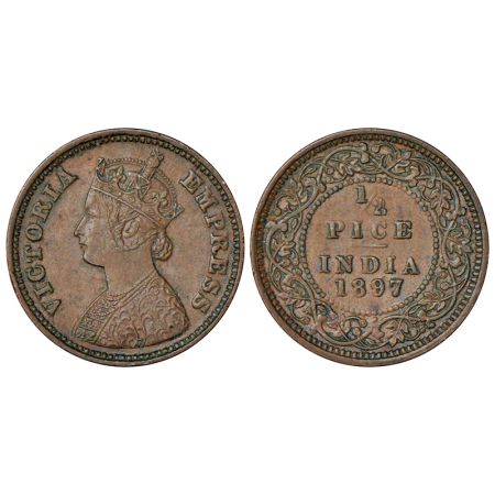 Victoria Empress, copper ½ pice, 1897, Calcutta mint, no mint mark, PR 730, GK 877, 3.15g.
