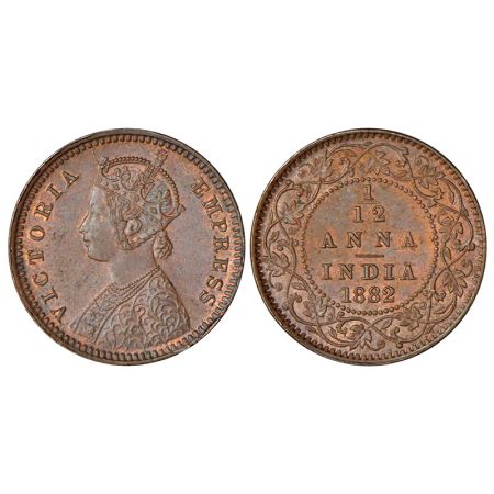 Victoria Empress, copper 1/12 anna, 1882, Calcutta mint, 'C' incused, PR 788, GK 893, 2.23