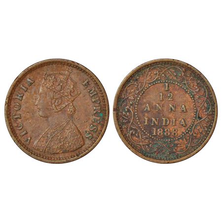 Victoria Empress, copper 1/12 anna, 1888, Bombay mint, no mint mark, PR 815, GK 907, 2.15g