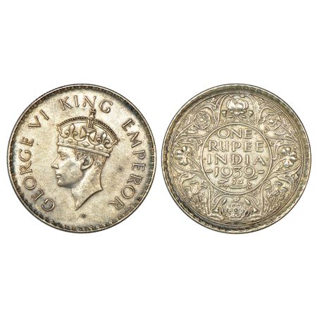 George VI, silver rupee, 1939, Bombay mint, dot, head type II, PR 235, GK 1256. Extremely 