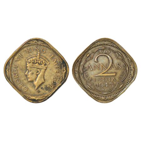 George VI, nickel-brass 2 annas, 1943, Bombay mint, large 3, head type II, unlisted in PR,