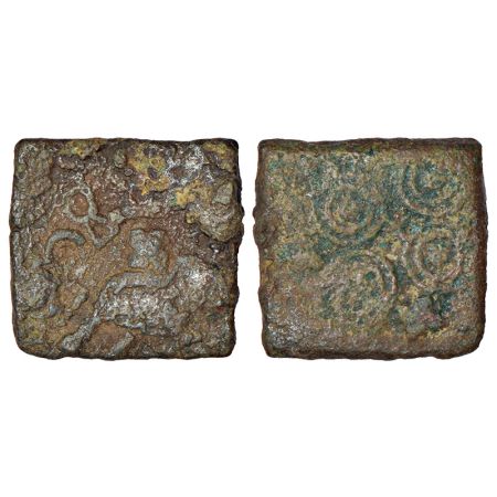 Satavahana, North-Central Deccan region, copper coin attributed to 'Mahagamika' of the San