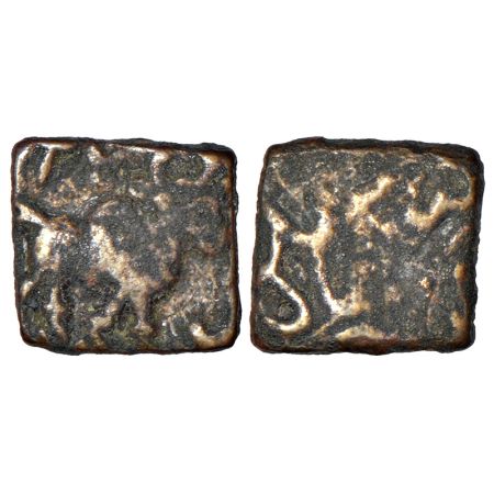 Pre-Satavahana coinage of Western Vidarbha, alloyed copper coin of King Sebaka (150-100 BC